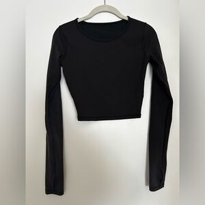 lululemon athletica Black Crop Long Sleeve Top